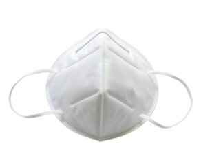 White N95 respirator protective face mask for medical and safety use, isolated on transparent background, PNG