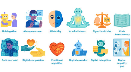AI&ndash;Human Balance & Digital Ethics Icons