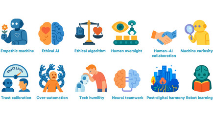Human&ndash;AI Ethics & Collaboration Icons