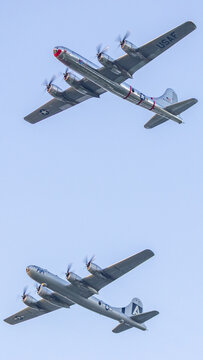 Two Boeing B-29 Superfortresses Flying in Formation