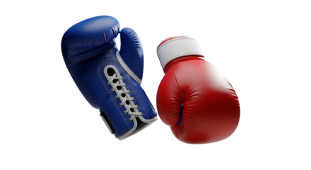 Blue and Red Boxing Gloves Facing Each Other on Background sports fight isolated on a transparent background
