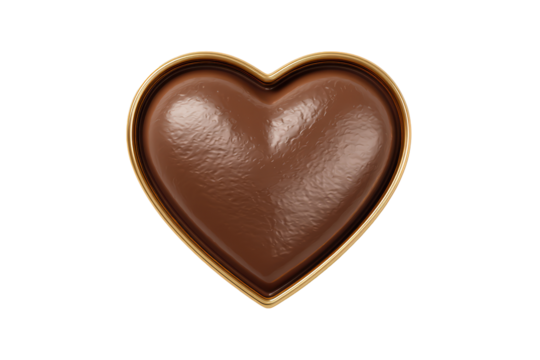 Heart-Shaped Chocolate Candy with Gold Rim on Transparent Background - Powered by Adobe