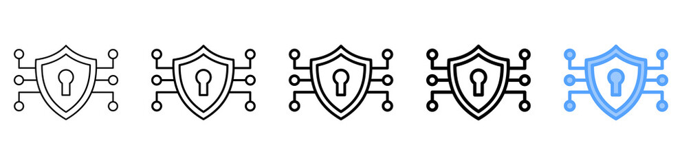 Cyber Security Icon Different Style Outline Collection Set 
