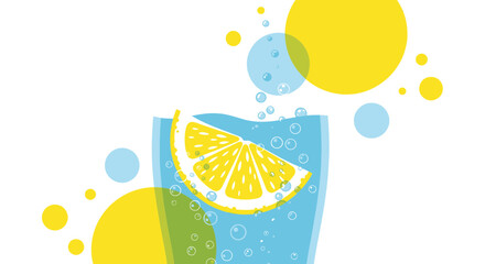 Refreshing Lemonade With Zesty Lemon Slice And Energetic Bubbles Illustration
