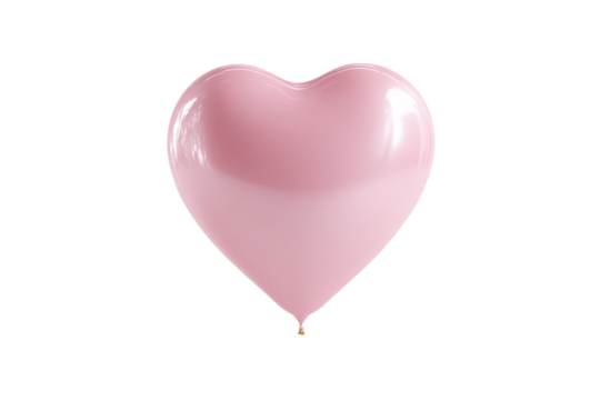 Pink Heart Balloon Floating on Transparent Background Romantic Decoration Celebration