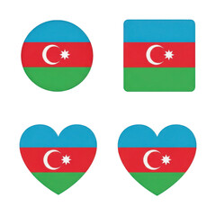 Fototapeta premium Azerbaijan flag icons rendered in diverse shapes: circle, square, heart forms isolated on transparent background