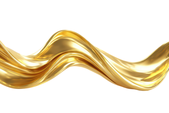 Golden Fluid Wave on Transparent Background Abstract Artistic Design