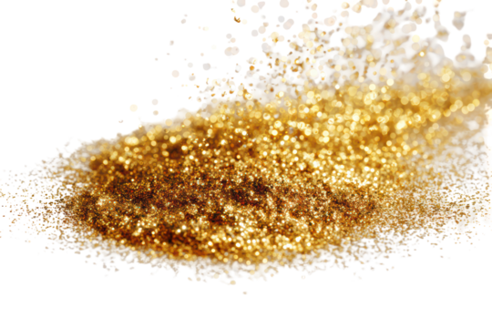 Golden Glitter Sparkles on Transparent Background for Celebration and Luxury Designs