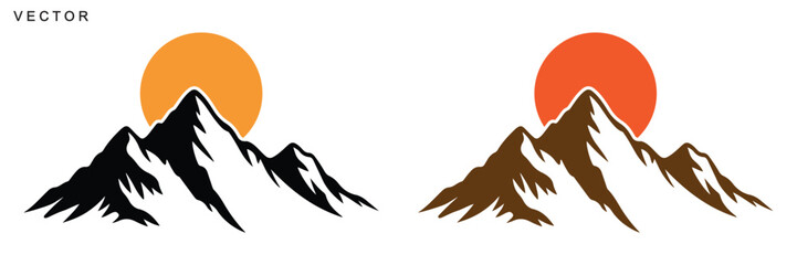Mountain vector silhouette, icon, logo, illustration on white background