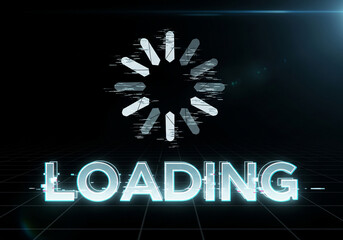 Futuristic Digital Loading Screen Animation with Glitch Effect