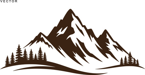 Mountain vector silhouette, icon, logo, illustration on white background