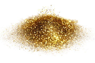 Gold Glitter Dust on Transparent Background Sparkling Elegant Decorative Material