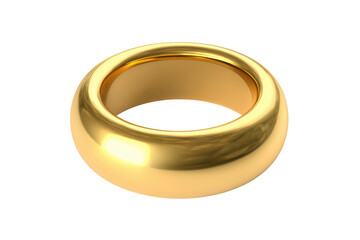 Gold Ring with Smooth Rounded Design on Transparent Background