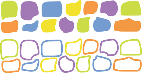 Whimsical Freeform Doodle Frames & Textbox Shapes Pack – Cute Organic Speech Bubbles, Irregular Cartoon Quote Boxes, Creative Colorful Background Sticker Kit for Branding, Posts & Crafts