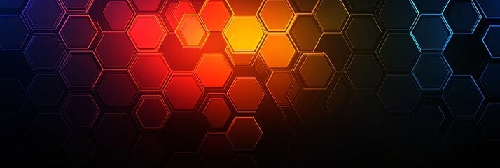 futuristic hexagonal technology background with vibrant neon colors