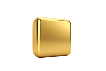 Golden Square Button with Rounded Edges on Transparent Background