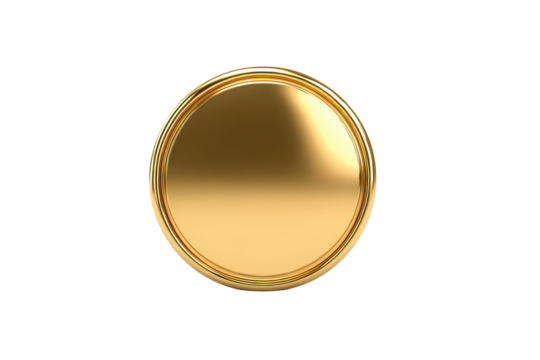 Gold Coin Isolated on Transparent Background with Reflective Surface and Elegant Design