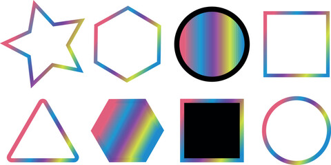 High-Resolution Gradient Grunge Shape Library — Hand-Painted Squares, Circles, Rectangles, Octagons & Abstract Forms for Trendy Vector Branding, and Digital Art Projects