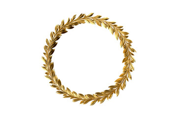 Elegant Gold Wreath Ornament with Leaf Design on Transparent Background for Decorative or Artistic Use