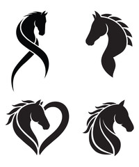 Elegant Horse Silhouette Logo Collection for Branding & Design.
