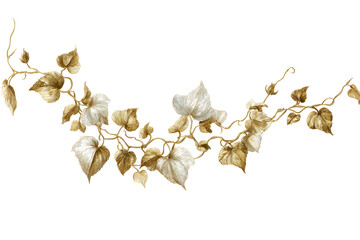 Elegant Golden Leaf Garland on Transparent Background Decorative Floral Arrangement