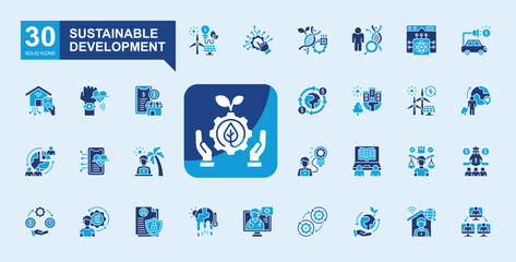 Prime Solid —Sustainable Development Icon Set A collection of modern solid icons designed for business platforms, Capacity, company structure, Human Resources, Costing, Chairman, Employee and more