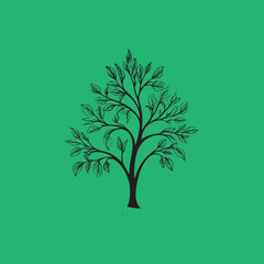 silhouette of a tree vector art illustration.