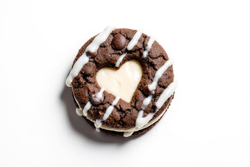 chocolate chip cookies with cream inside.created with the help of artificial intelligence.