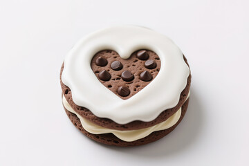 chocolate chip cookies with cream inside.created with the help of artificial intelligence.