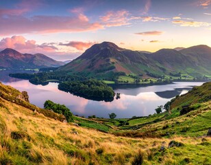 Naklejka premium Bassenthwaite Lake: Dawn Over the Northern Fells