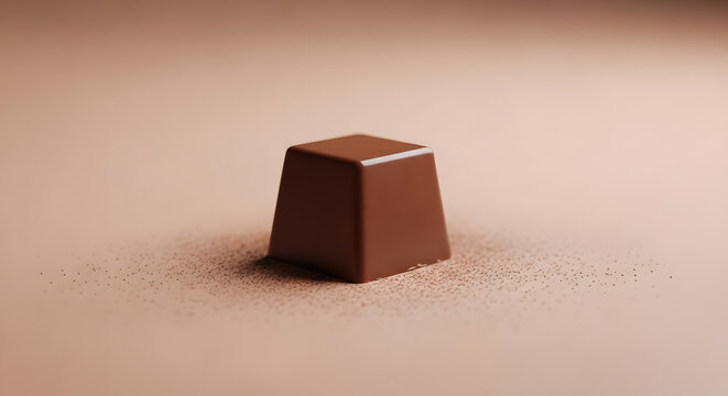 Delicious chocolate truffle square piece on brown background for sweet dessert food concept art design - Powered by Adobe