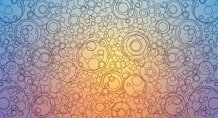 Intricate abstract line art pattern with a gradient of blue yellow and orange hues