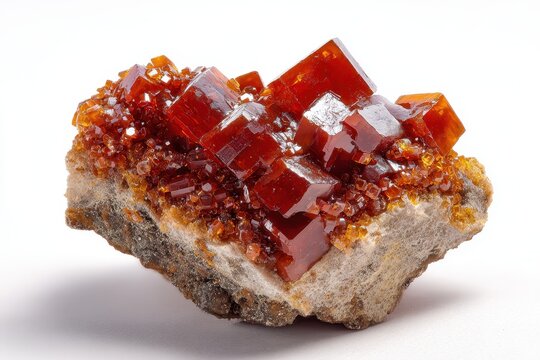 Exquisite Vanadinite Crystal from Mibladen, Morocco: A Geological Marvel on White Background
