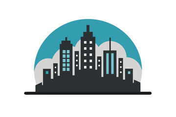 Obraz premium skyline silhouette icon tiny blocky skyline with minimal detail