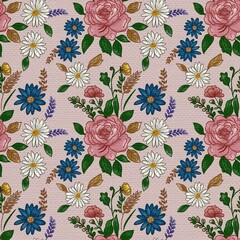 Charming and romantic Cottagecore floral seamless pattern