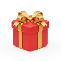 Obraz premium Bright Red Gift Box with Golden Ribbon Perfect for Holiday Celebrations and Special Occasions