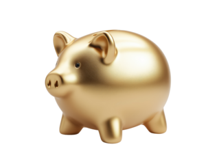 Golden piggy bank representing savings, finance and investment