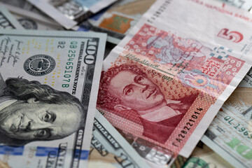 Mix of Bulgarian Leva and United States Dollar Banknotes – Bulgaria and USA