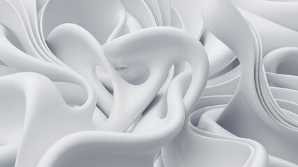 Abstract swirling white liquid forms creating a fluid and dynamic organic background texture