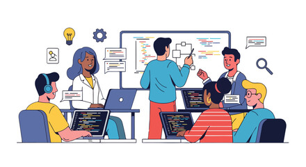 Software Development Team Meeting: Collaborative Coding and Project Discussion