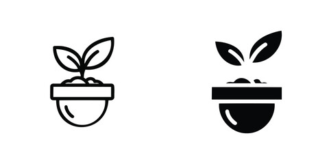 Seedling in a pot vector icon in two styles