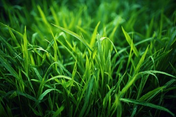 Obraz premium Vibrant Kentucky Bluegrass Field: Captivating Summer Landscape Photography of Lush Green Lawn and Nature's Embrace