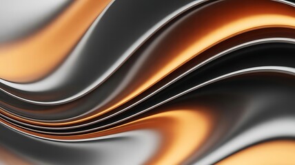 Abstract flowing metallic waves of copper gold and silver with a smooth gradient effect