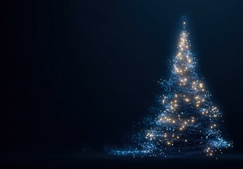 Glowing abstract christmas tree composed of particles light