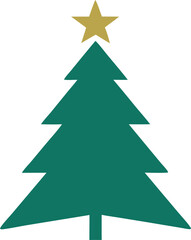 Fototapeta premium Simple green christmas tree with a yellow star on top