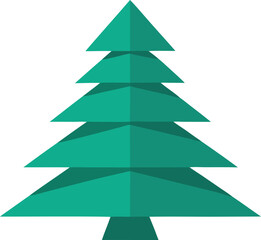 Stylized flat design green christmas tree isolated on white background