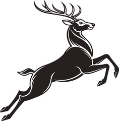 Fototapeta premium Vector silhouette illustration of a wild deer with antlers and a horse, a perfect vector animal illustration for nature and christmas designs
