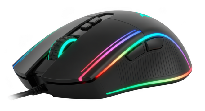 Ergonomic gaming mouse with vibrant rgb lighting