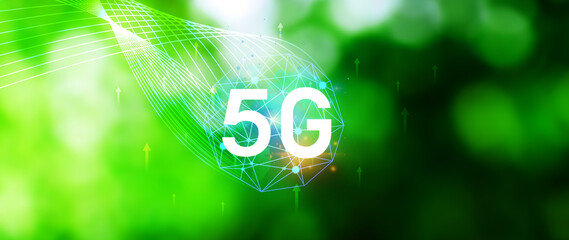 5G network concept for background, holographic digital globe with interconnected 5G symbols, 5G technology in modern business and communication, digital transformation.