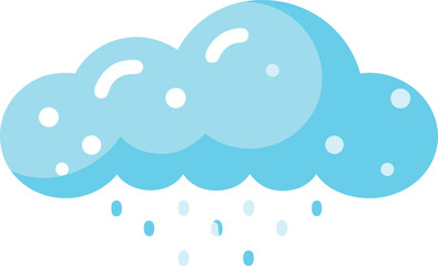 Cartoon illustration of a blue cloud raining water droplets